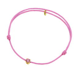 Bracelet cordon rose en or jaune, oxyde de zirconium
