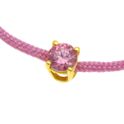 Bracelet cordon rose en or jaune, oxyde de zirconium