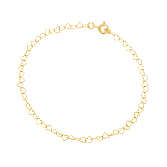 Bracelet en or jaune, coeurs