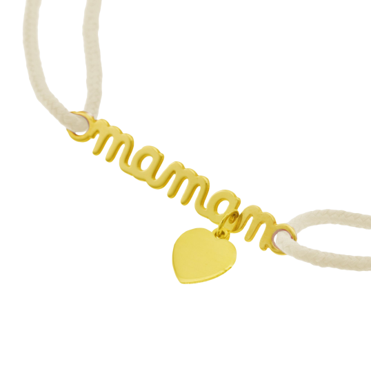Bracelet en or jaune cordon, Maman