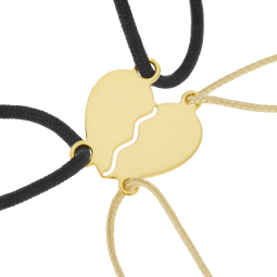 Bracelets cordons en or jaune, coeur sécable