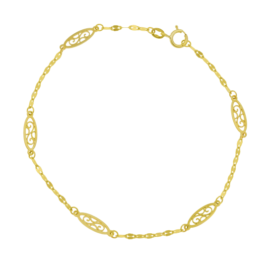 Bracelet en or jaune, filigrane