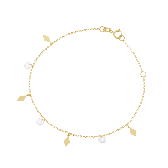 Bracelet or jaune et oxydes de zirconium Bracelet or jaune et oxydes de zirconium