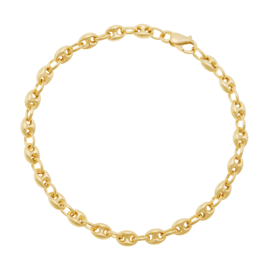 Bracelet en or jaune, maille grain de café Bracelet en or jaune, maille grain de café