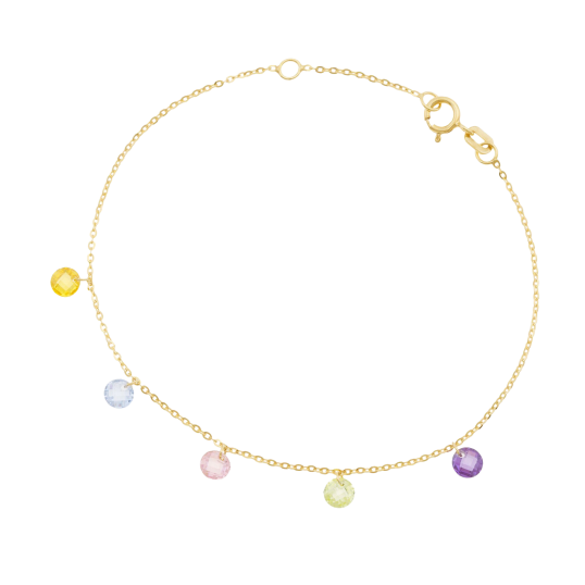 Bracelet en or jaune et oxydes de zirconium briolette