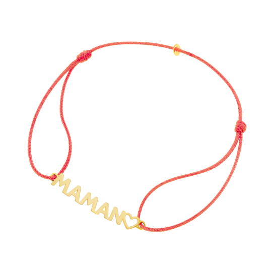 Bracelet cordon en or jaune, Maman Bracelet cordon en or jaune, Maman