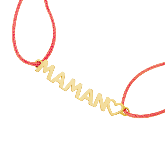 Bracelet cordon en or jaune, Maman Bracelet cordon en or jaune, Maman