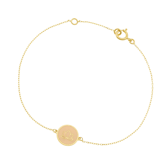 Bracelet en or jaune et laque, lotus 