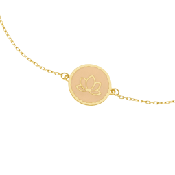 Bracelet en or jaune et laque, lotus 