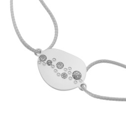 Bracelet cordon en or gris et laque pailletée
