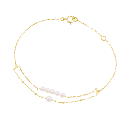 Bracelet en or jaune et perles de culture