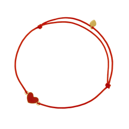 Bracelet cordon en or jaune et laque rouge