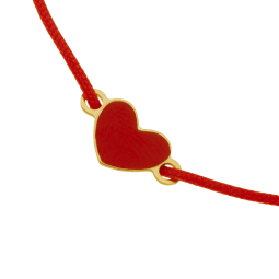 Bracelet cordon en or jaune et laque rouge