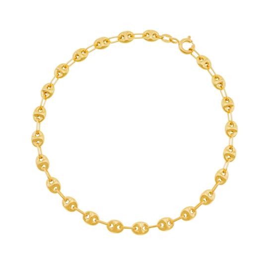 Bracelet en or jaune, maille grain de café