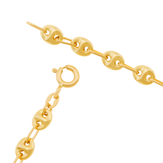 Bracelet en or jaune, maille grain de café