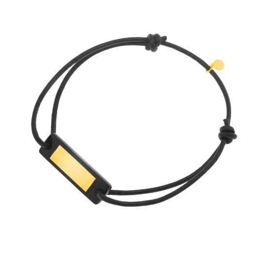 Bracelet cordon en or jaune, onyx et cuir