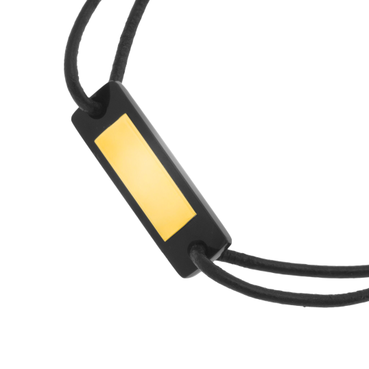 Bracelet cordon en or jaune, onyx et cuir