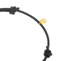 Bracelet cordon en or jaune, onyx et cuir
