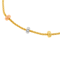 Bracelet maille pop corn en or jaune et rhodié