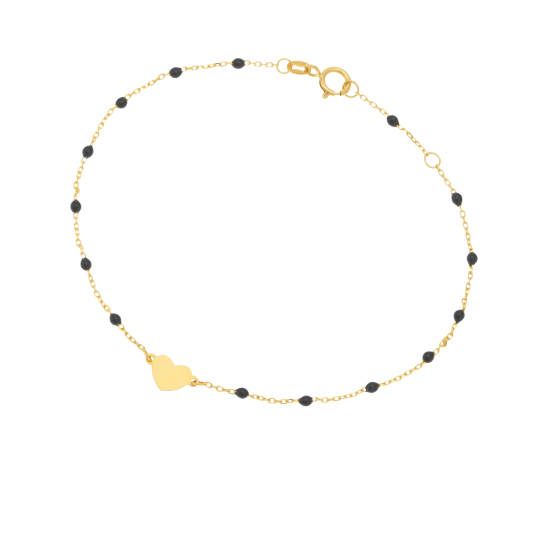 Bracelet en or jaune et résine, coeur