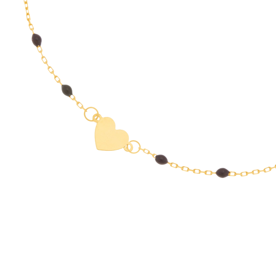 Bracelet en or jaune et résine, coeur