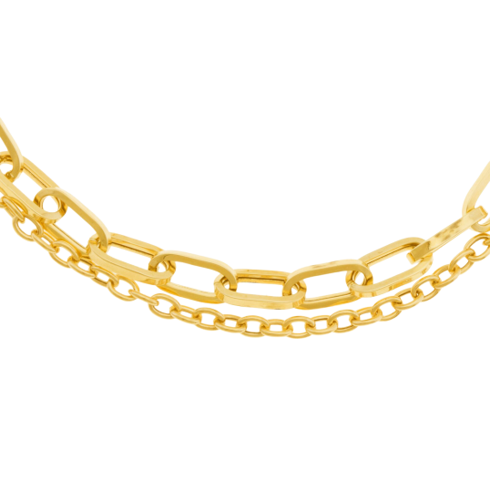 Bracelet en or jaune, double chaîne