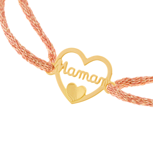 Bracelet cordon en or jaune, Maman