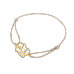 Bracelet cordon, or jaune et laque pailletée