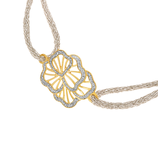 Bracelet cordon, or jaune et laque pailletée