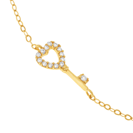Bracelet en or jaune et oxydes de zirconium, clé