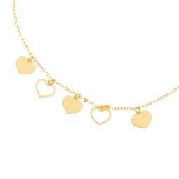 Bracelet en or jaune, pampilles coeurs