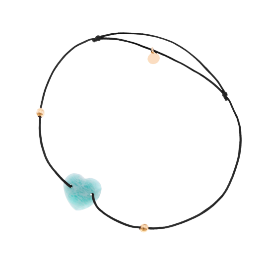 Bracelet cordon en or jaune et amazonite
