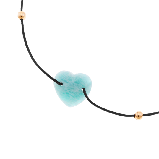 Bracelet cordon en or jaune et amazonite