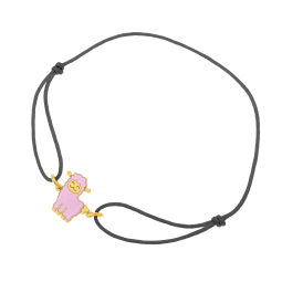 Bracelet cordon en or jaune et laque, lama