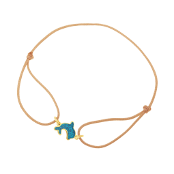 Bracelet cordon or jaune et laque pailletée, dauphin