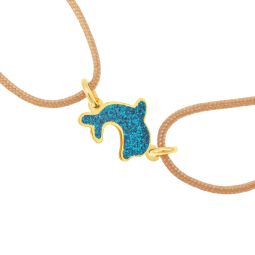 Bracelet cordon or jaune et laque pailletée, dauphin