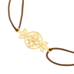 Bracelet cordon en or jaune et oxyde de zirconium