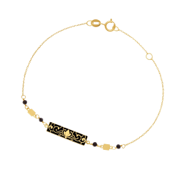 Bracelet en or jaune, spinelles et laque