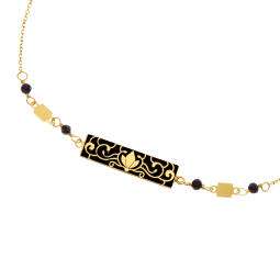 Bracelet en or jaune, spinelles et laque