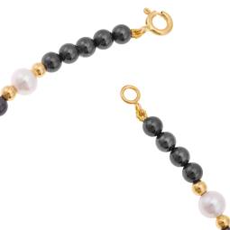 Bracelet en or jaune, hématites et perles de culture