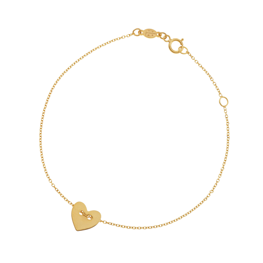 Bracelet en or jaune, coeur
