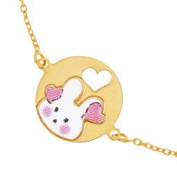 Bracelet en or jaune et laque, lapin