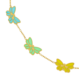 Bracelet en or jaune et laque, papillons