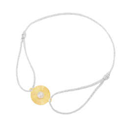 Bracelet cordon en or jaune et perle de culture