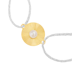 Bracelet cordon en or jaune et perle de culture