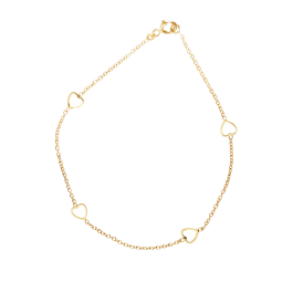 Bracelet en or jaune coeurs