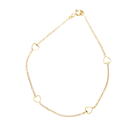 Bracelet en or jaune coeurs