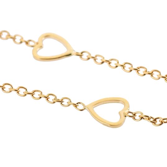 Bracelet en or jaune coeurs