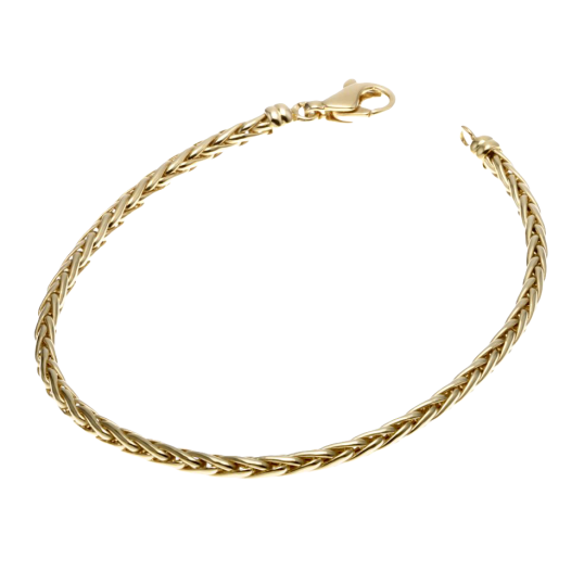 Bracelet en or jaune, maille palmier 3 mm