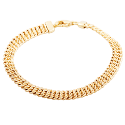 Bracelet en or jaune, maille américaine 6.2 mm - 6,6 mm